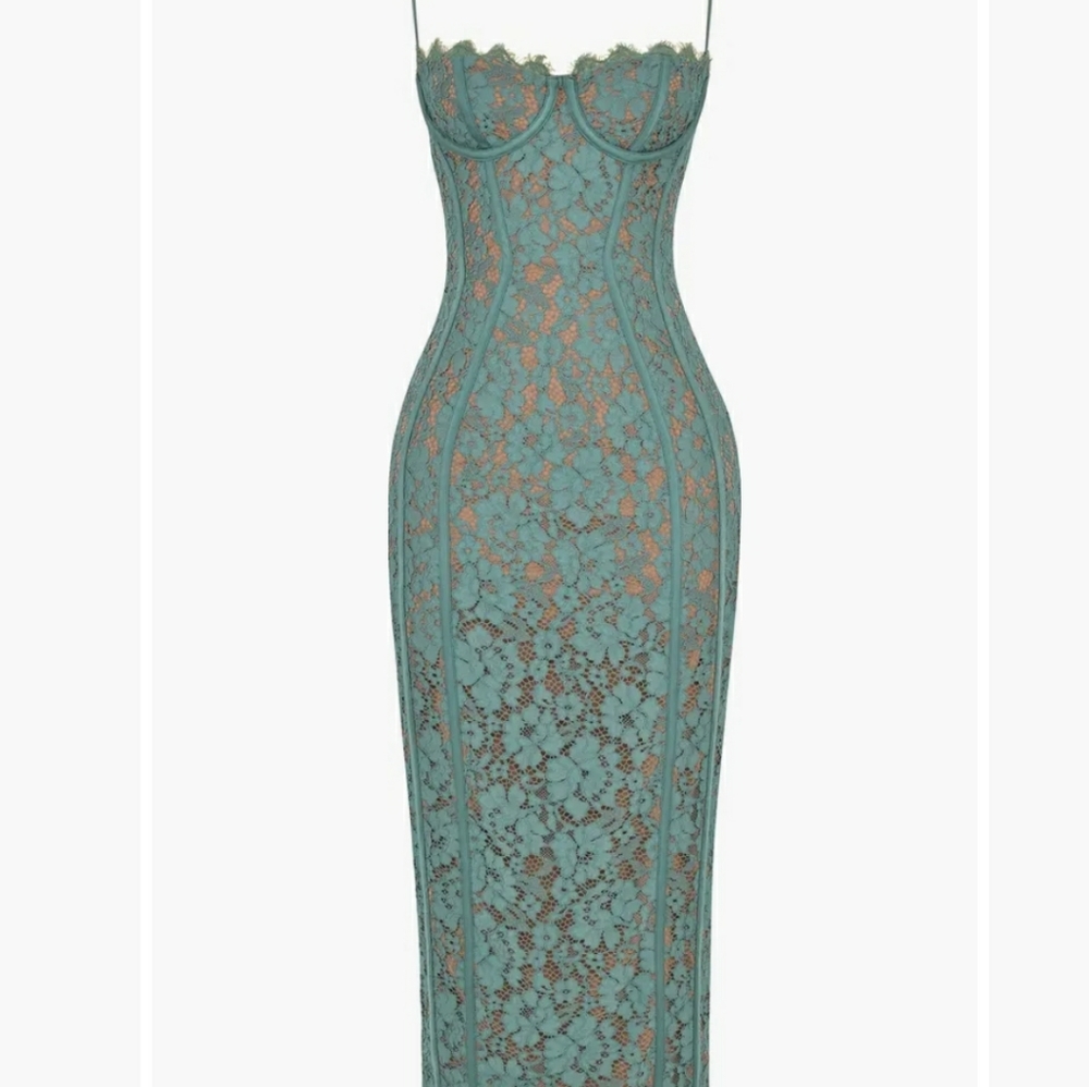 House of CB Teal Lace Midi Dress